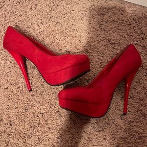 Charlotte Russe Red Suede Platform Heels